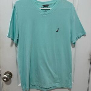 Nautica Men's Light Blue V-Neck Tee